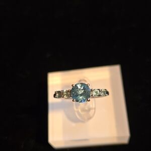 Vintage Blue Topaz Silver Ring, 8 1/4
